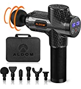 Muscle Massage Gun,ALDOM Massage Gun Deep Tissue 30 Speeds Handheld Electric Massager LCD Touch Screen,Portable Percussion Massager with 6 Heads,Powerful Muscle Gun for Athletes Recovery Pain Relief