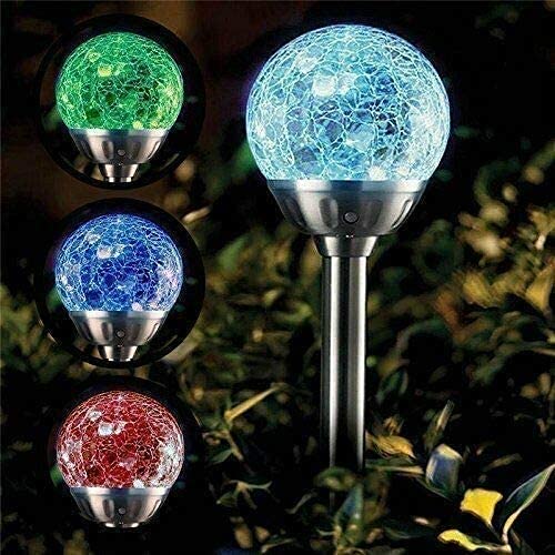 Yorkshire Homeware Solar Lights Outdoor, Cracked Glass Ball Dual Led Garden Lights, Landscape/Pathway Lights for Path, Patio, Walkway Driveway Pool Yard-Colour Changing 3 Pack