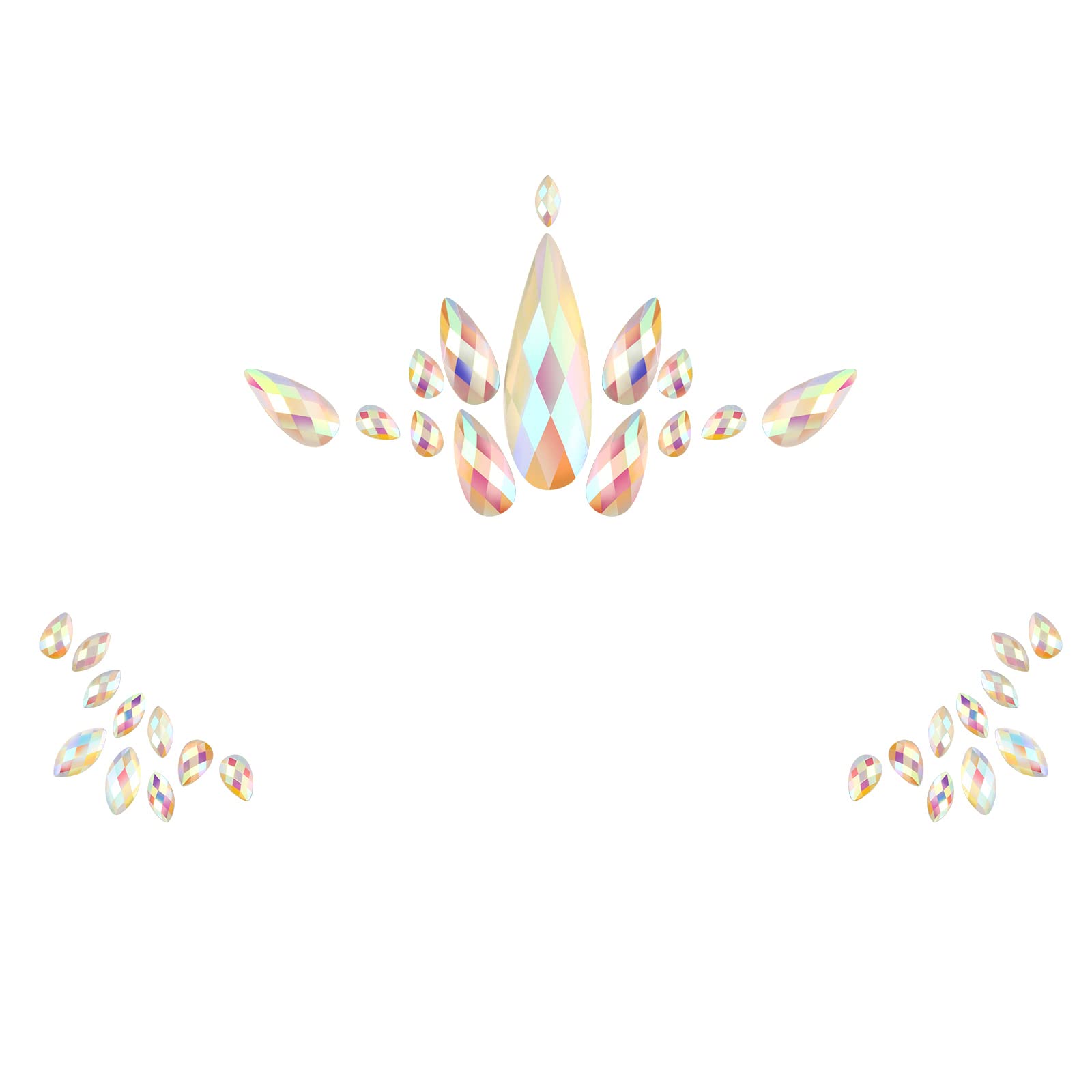 Face Gem Festival Stickers Luminous Temporary Rhinestone Stickers Acrylic Crystal Face Body Jewels Glow in The Dark Waterproof Mermaid Face Glitters Accessories for Festival Make up (Cute Style)