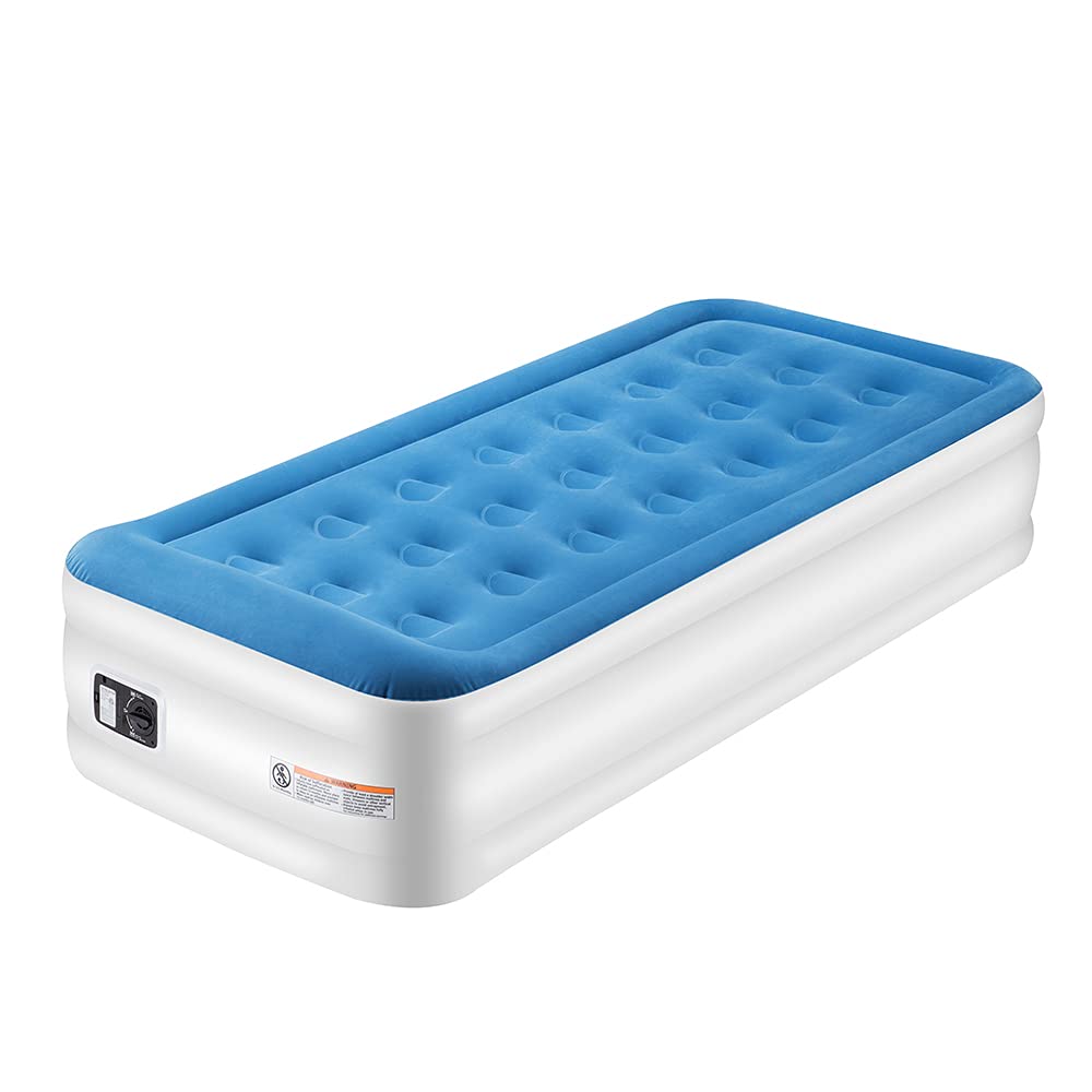 Inflatable Air Mattress with Built-in Electric Pump Pillow Twin Size Blow Up Bed s with Storage Bag Double Airbed for Family Guests Air Mattress and Travelling