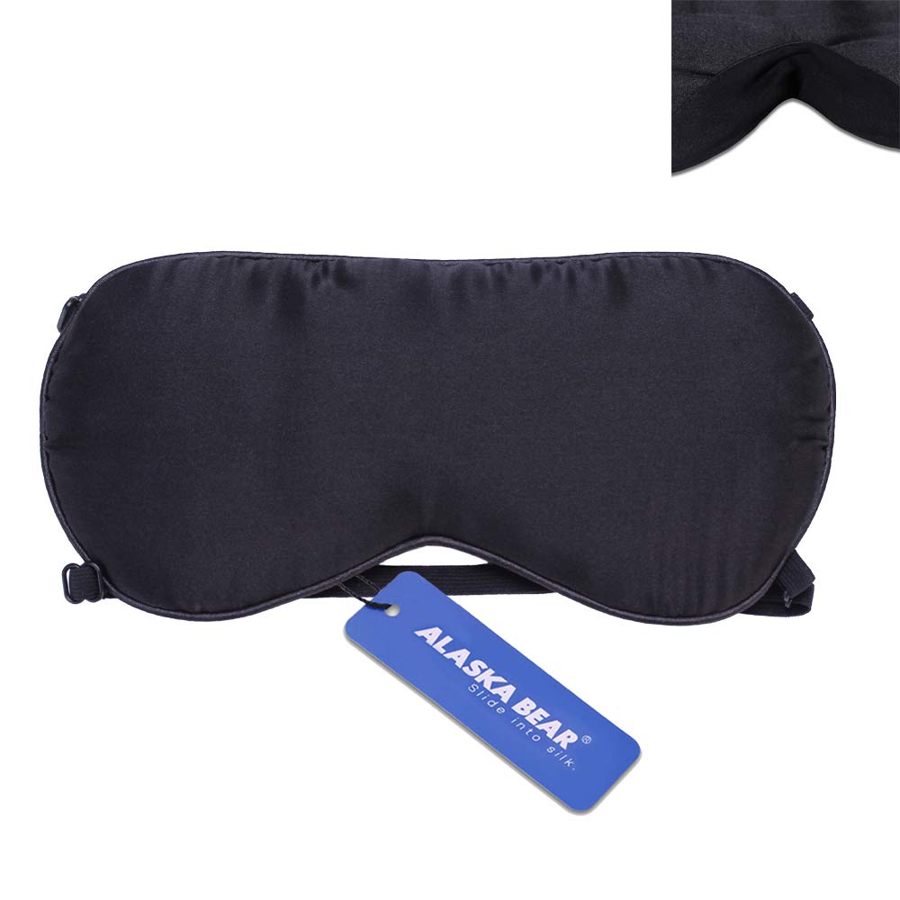 ALASKA BEAR - 2 Straps Silk Sleep Eye mask with Nose Baffle, Stay on My face All Night