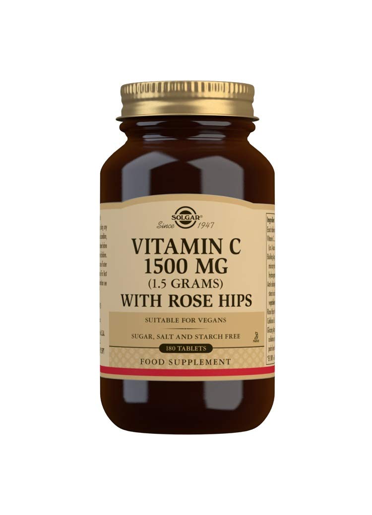 Solgar Vitamin C 1500mg with Rose Hips - Healthy Immune System - Antioxidant - Vegan - 180 Tablets