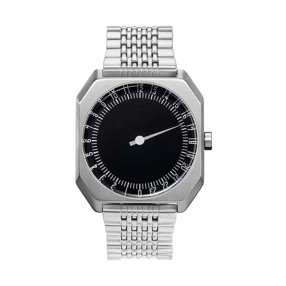 slow Jo 02 - All Silver Steel Black Dial Unisex Quartz Watch with Black Dial Analogue Display and Silver Stainless Steel Bracelet