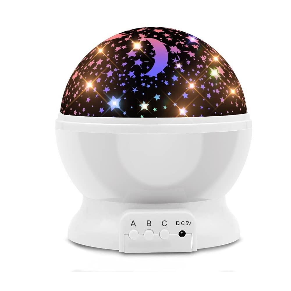 Night Light Projector Star Projector, 360° Rotation for Kids Sensory Lights 17 Light Modes Baby Gift for 2 3 4 5 6 7 8 9 Year Old (White)