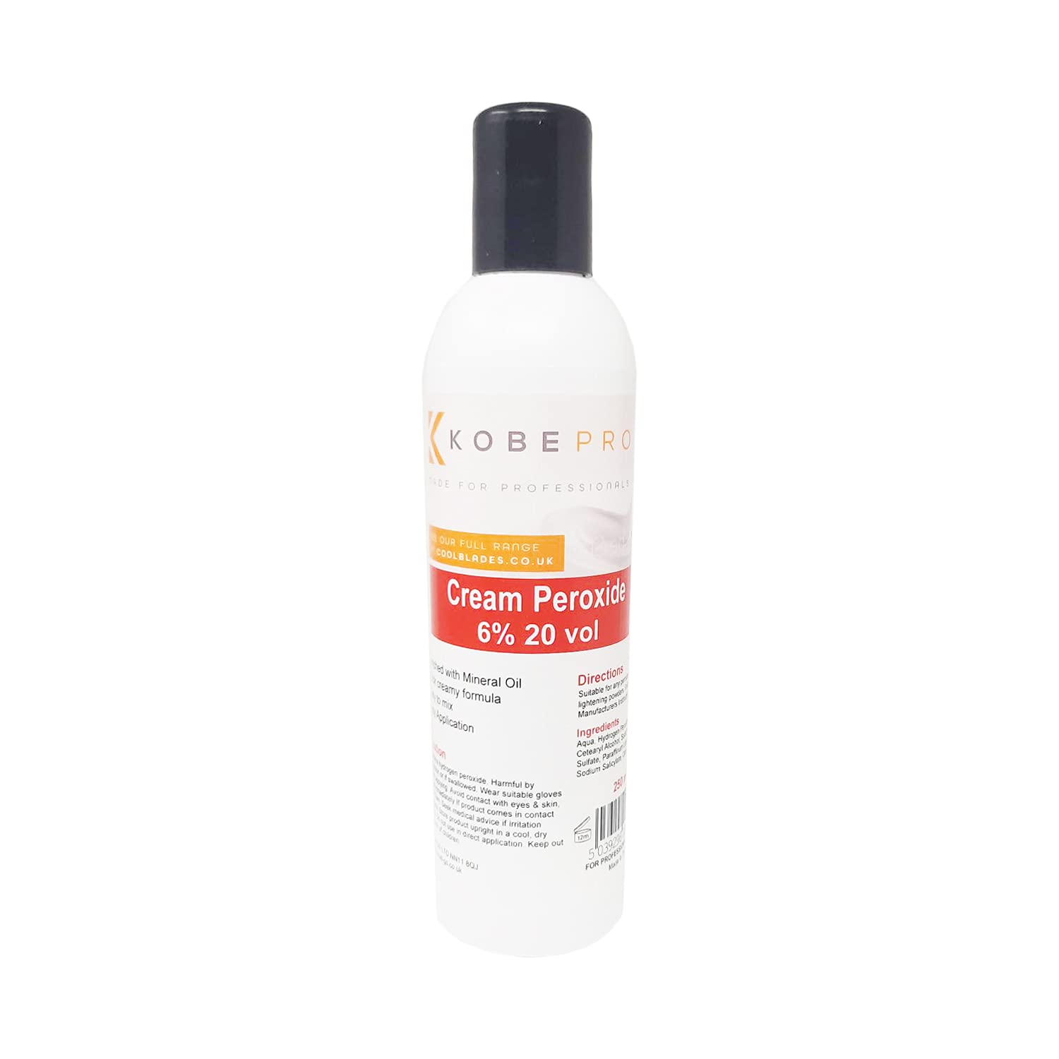 Kobe Professional Hairdressing Cream Peroxide Developer 6% 20 Vol 250 ml - Works With All Colour Brands