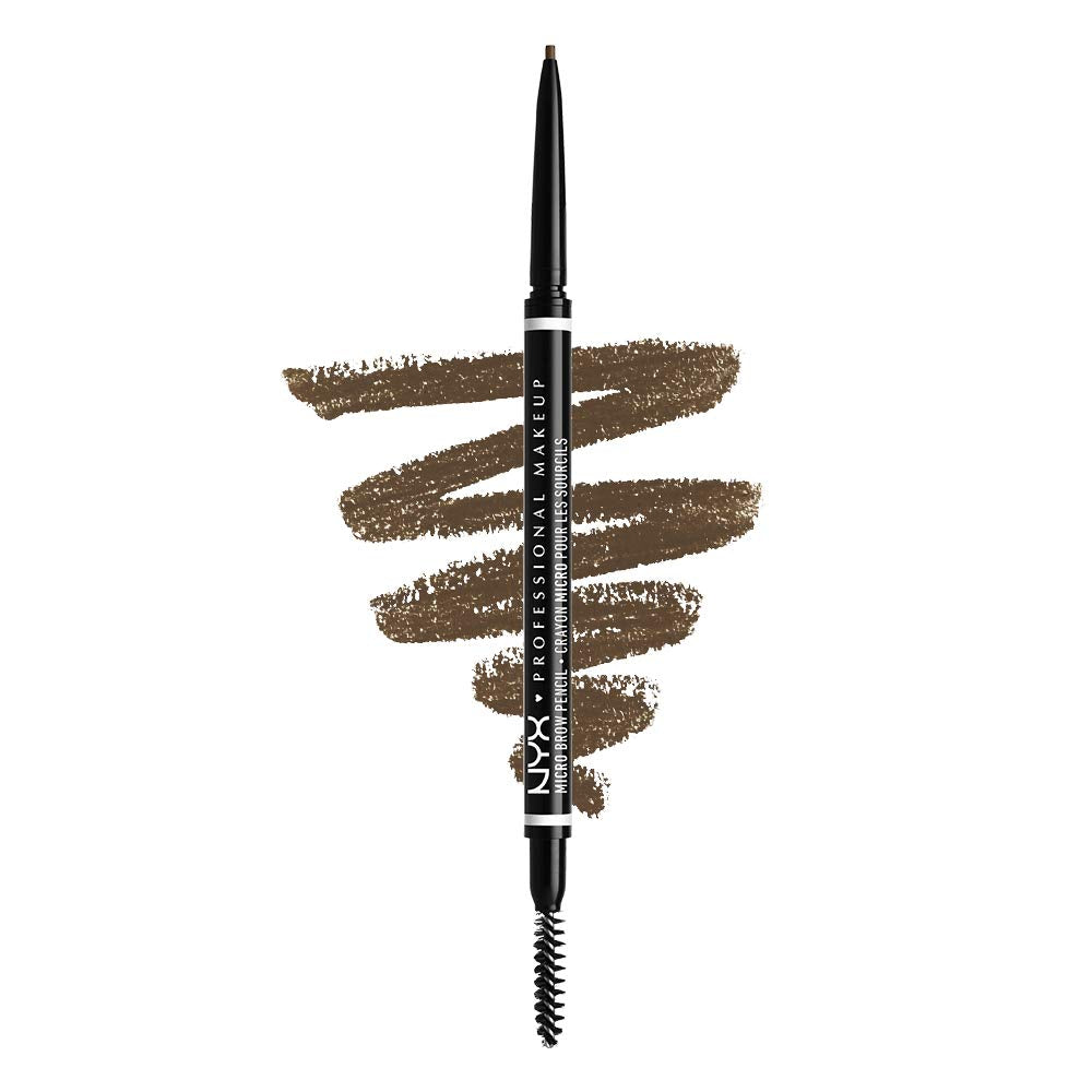 NYX Professional Makeup Micro Brow Pencil, Dual Ended With Mechanical Brow Pencil And Spoolie Brush, Vegan Formula, Shade: Ash Brown