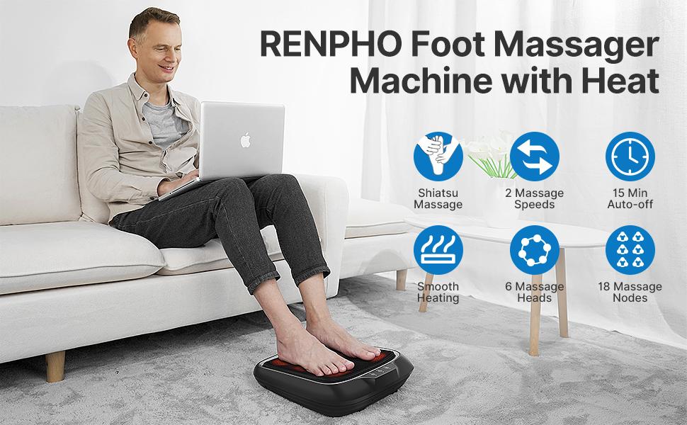 RENPHO Foot Massager with Heat, Electric Shiatsu Feet Massager Machine, Deep-Kneading Foot Massage with Removable Cover