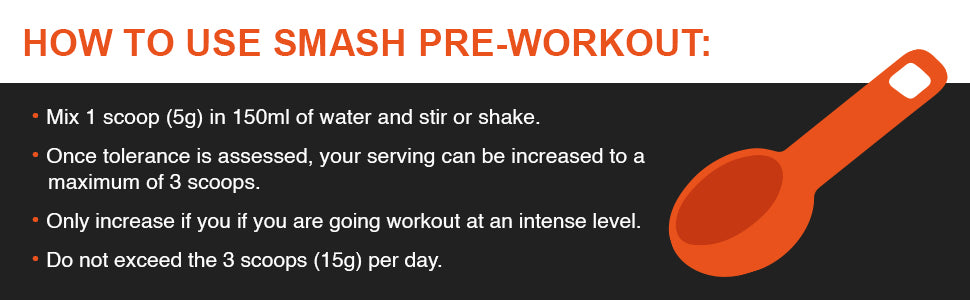 Tanked Smash Pre Workout Powder 250g - Improve Focus & Intensity Levels - Fruit Punch | Tanked