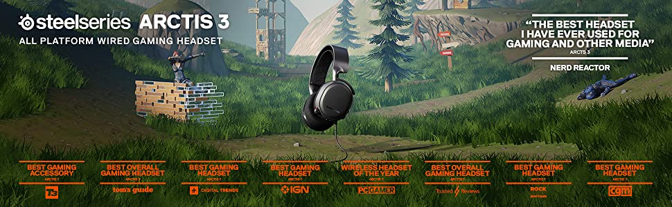 SteelSeries Arctis 3 - All-Platform Gaming Headset for PC - PlayStation 5 and PS4, Xbox One, Nintendo Switch, VR, Android and iOS - White