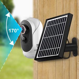 WONGKUO Solar Security Camera Outdoor Wireless - WiFi Rechargeable Battery Powered Camera with Solar Panel, 1080P Smart Home CCTV Camera PIR Human Detection, Night Vision, 2-Way Audio, Waterproof