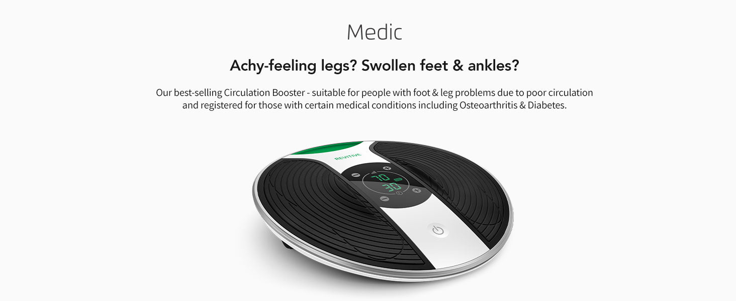 Revitive Medic Circulation Booster - Fight Tired, achy-Feeling Legs and Reduces Swollen feet & Ankles During use - Drug-Free Relief from Persistent Foot & Leg Problems, White