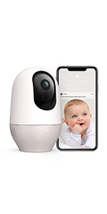 Nooie Baby Monitor Pet WiFi Camera 1080P with Night Vision Motion & Sound Detection 2.4Ghz Remote Control Camera for Indoor Baby Nanny and Pet Monitor, Compatible with Alexa