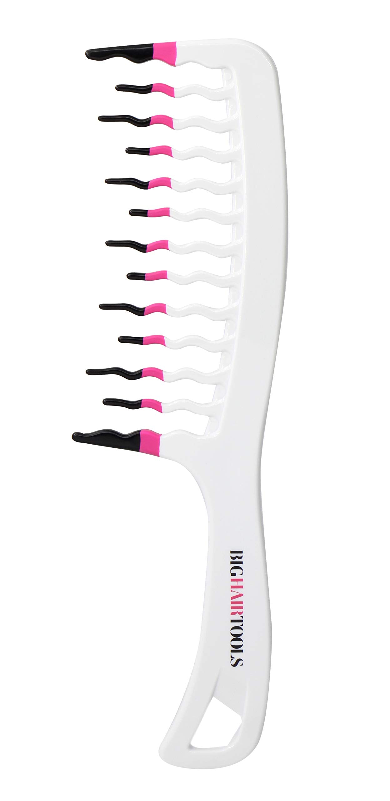 Big Hair Tools XL Size Wavy Wide Tooth Comb, White