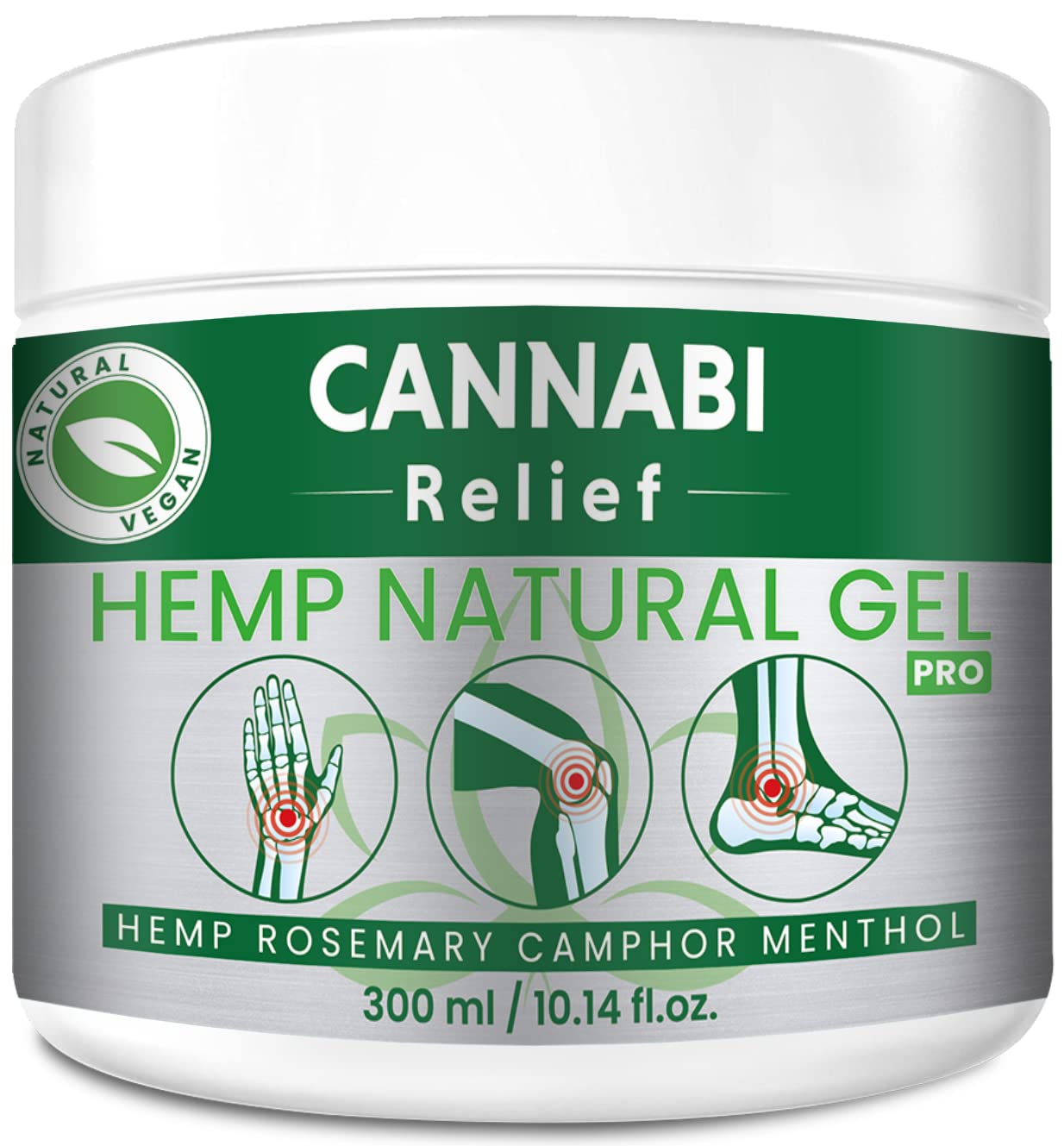 Joint & Muscle Cannabi Relief Natural Hemp Gel PRO. Highest Strength to Soothe Back, Shoulders, Knees and Toes. 14 Natural Extracts by Dutch Health with Hemp Oil & Rosemary (300ml)