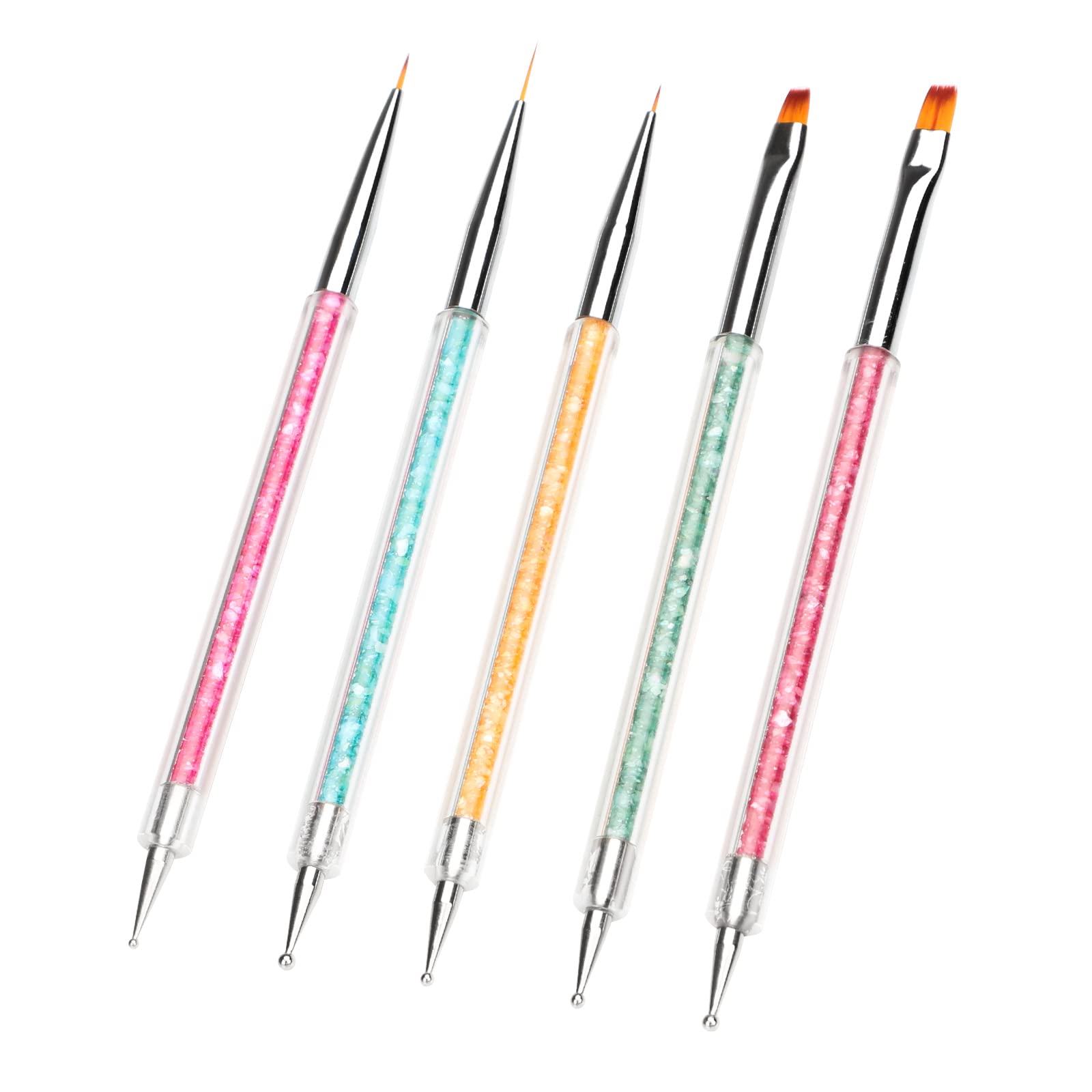 5pcs Nail Art Brushes, Nail Dotting Tools, Double Ended Nail Art Pens Kit, Nail Polish Paint Manicure Beauty Dot Pen Tools for Women Girls