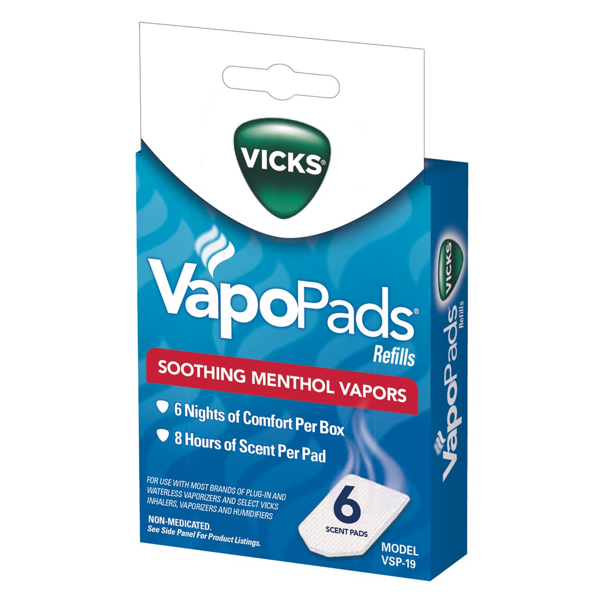 Vicks VapoPads, 6 Count – Soothing Menthol Vapor Pads for Vicks Humidifiers, Vaporizers, Waterless Vaporizers, and Plug-Ins, VSP-19