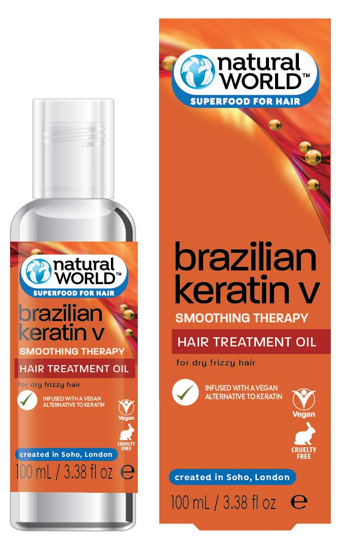 Natural World Brazilian Keratin Smoothing Therapy Hair Treatment Oil 100ml