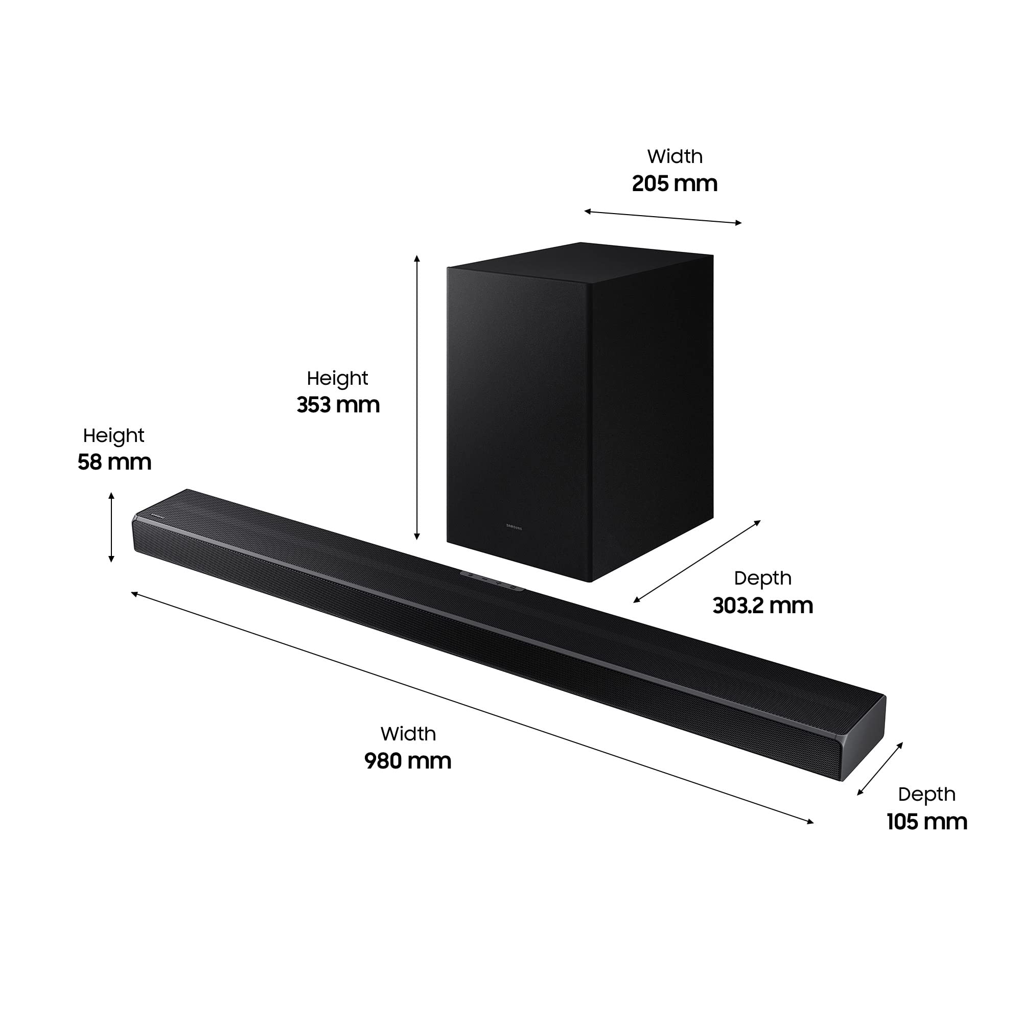 Samsung Q600A Soundbar Speaker With Subwoofer (2021) - Cinematic Dolby Atmos Surround Soundbar With Adaptive Sound, True 3.1.2 Sound, Q-Symphony TV Pairing & Acoustic Beam Tech For Home Entertainment