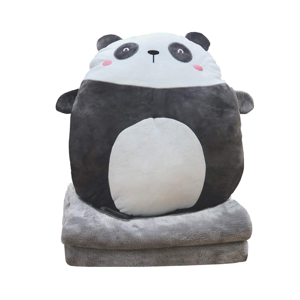 DXDE4U Soft Panda Plush Hugging Pillow 16 Inch, Cute Anime Throw Pillow Stuffed Animal Doll Toy with Coral Fleece Blanket, Girls Boys Gifts for Birthday, Valentine, Christmas, Travel, Holiday