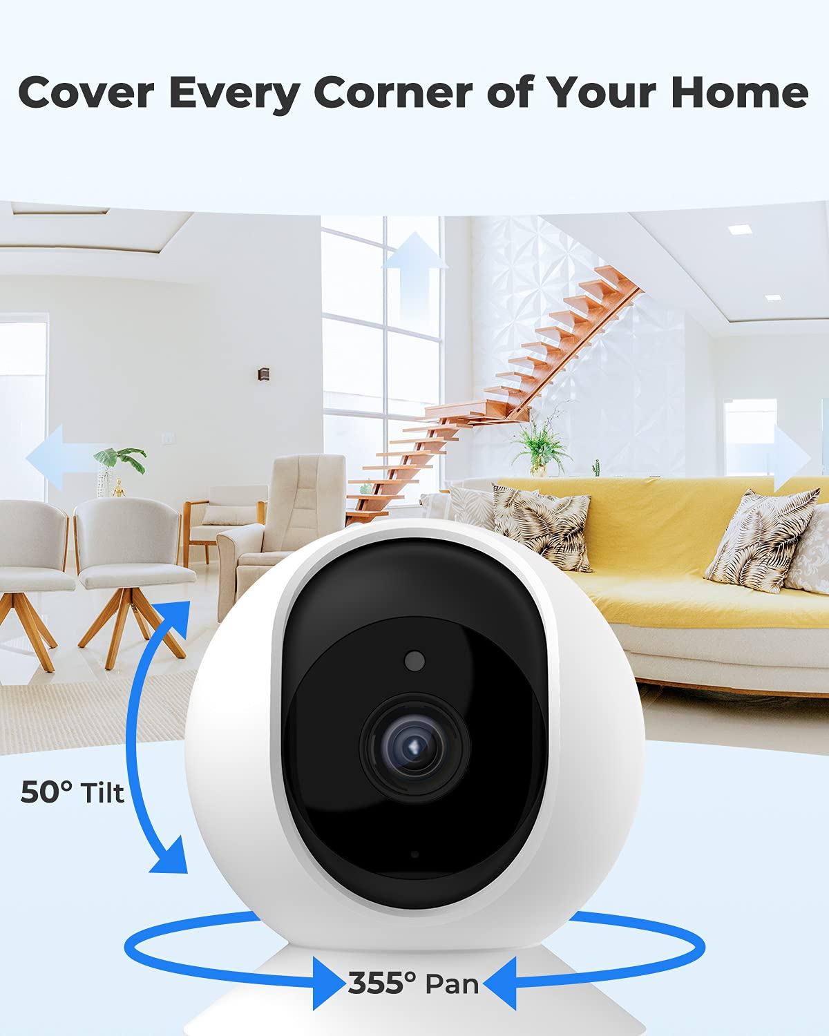 Reolink 4MP Indoor Security Camera, 2.4G/5GHz Dual-Band WiFi, Pan Tilt Indoor WiFi Pet Camera, Baby Monitor, 2-Way Audio, IR Night Vision, Remote Viewing, Motion Detection Push Alerts, E1 Pro