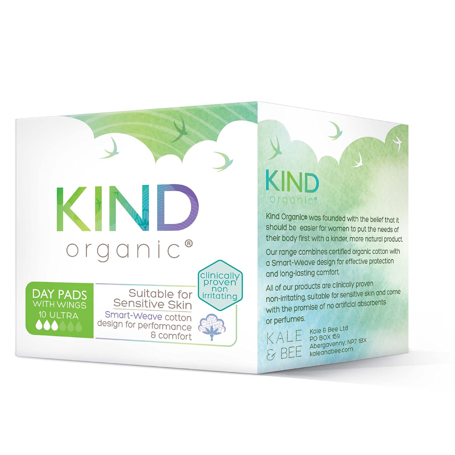 Kind Organic Ultra Day Pads with Wings - (10 Per Pack) | Cotton Sanitary Pads Made with Certified Organic Cotton