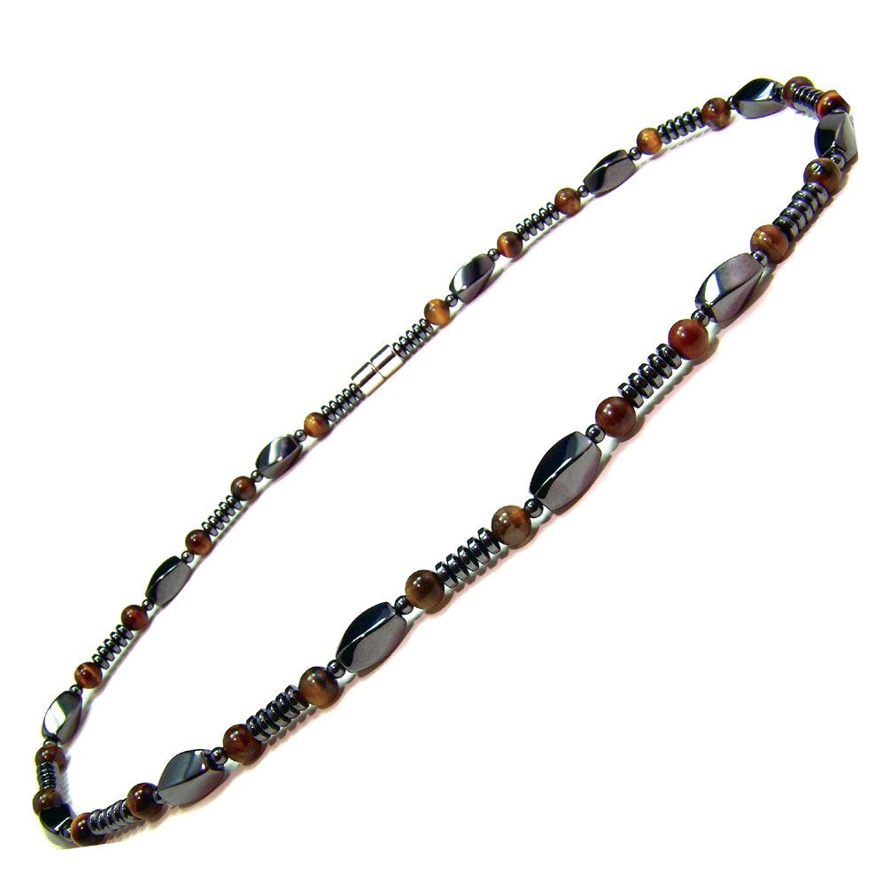 Accents Kingdom Men's Magnetic Hematite Tiger's Eye Bead Necklace