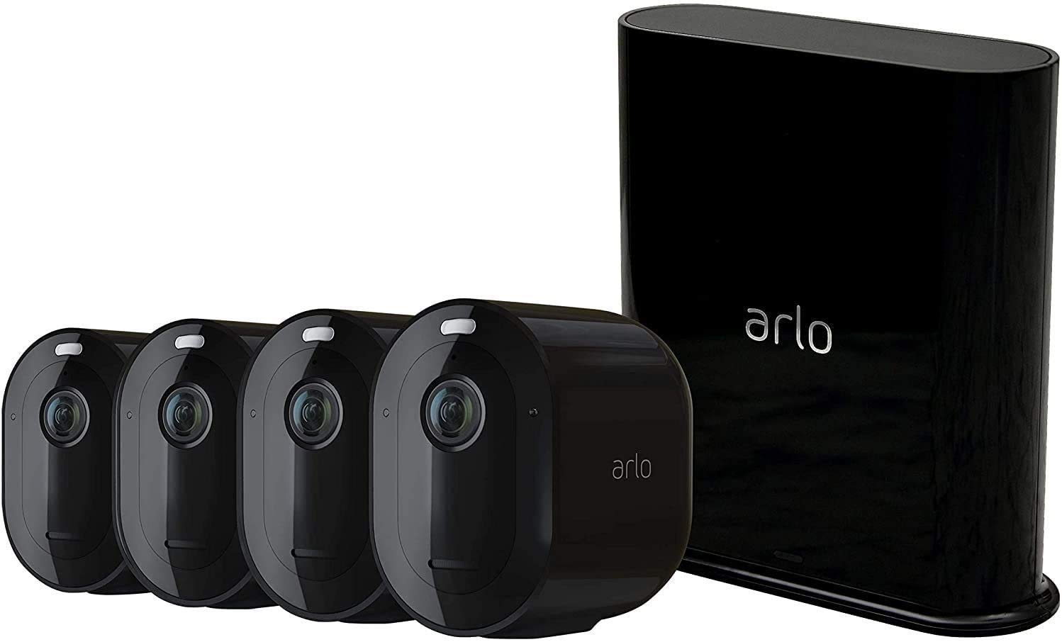 Arlo Pro3 Wireless Outdoor Home Security Camera System CCTV, 6-Month Battery, Colour Night Vision, 2K HDR, 2-Way Audio, Alarm, 4 Camera kit, With 90-day free trial of Arlo Secure Plan, Black