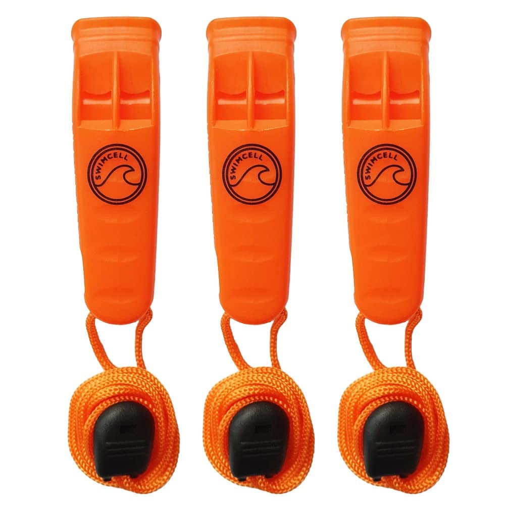 Emergency Whistle - Survival Safety Whistle - Swimming Whistle With 90cm Neck Lanyard- Marine, Waterproof Orange. Extra Loud >85dbl 2 Tone. Key Ring. For Hiking Camping Dog Recall Sport Women Safety.