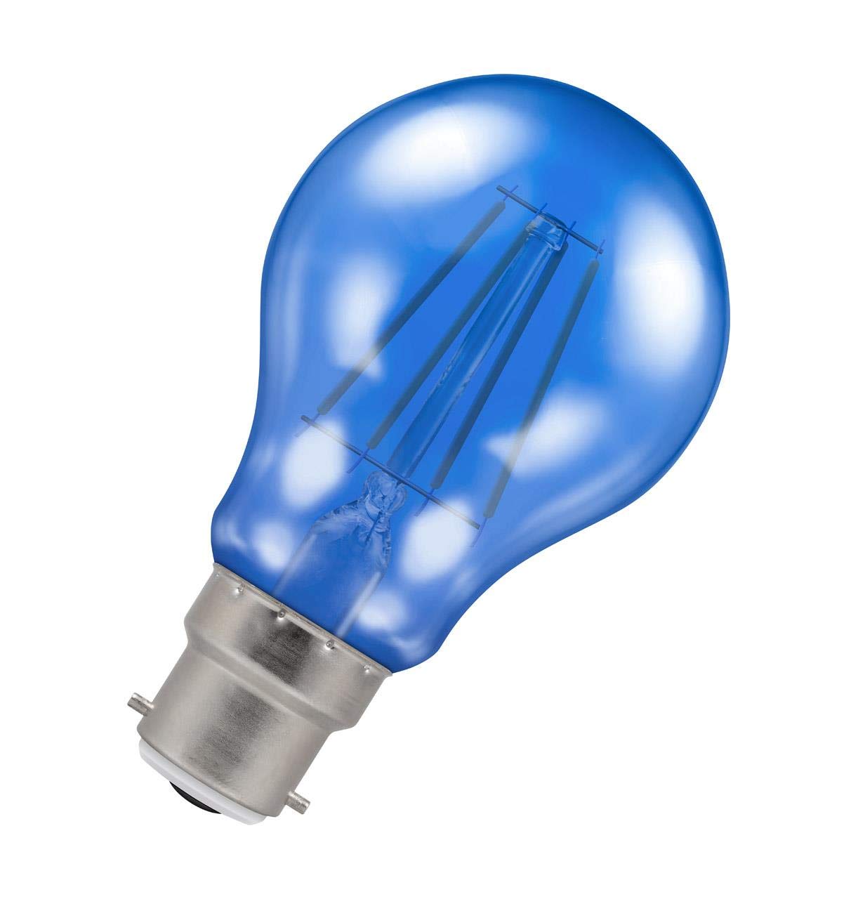Crompton Lamps LED GLS 4.5W BC-B22d Harlequin IP65 (25W Equivalent) Blue Translucent 90lm BC Bayonet B22 Outdoor Festoon Coloured Filament Light Bulb