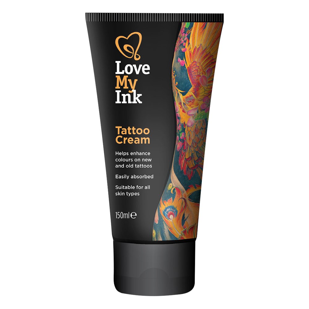 Love My Ink Tattoo Cream 150ml For Maintaining The Colour Vibrancy And Enhance Colours Of New And Current Body Art Easily Absorbed With Dermatologically Tested and Suitable For Sensitive Skin