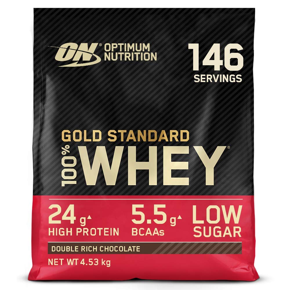 Optimum Nutrition Gold Standard Whey Protein, Muscle Building Powder With Naturally Occurring Glutamine and Amino Acids, Double Rich Chocolate, 146 Servings, 4.53kg, Packaging May Vary