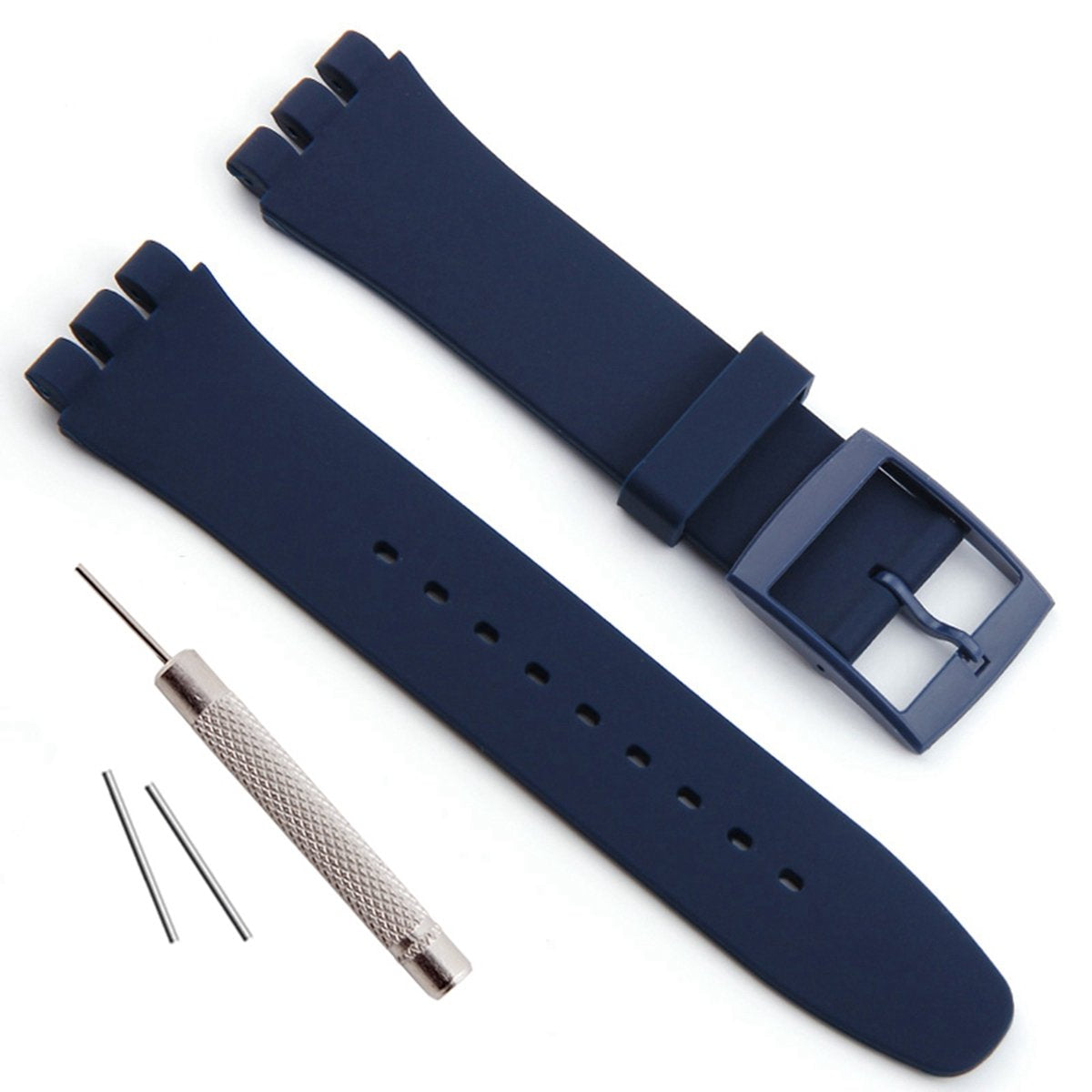 Replacement Waterproof Silicone Rubber Watch Strap Watch Band for Swatch (17mm 19mm 20mm)（20mmBlu navy）