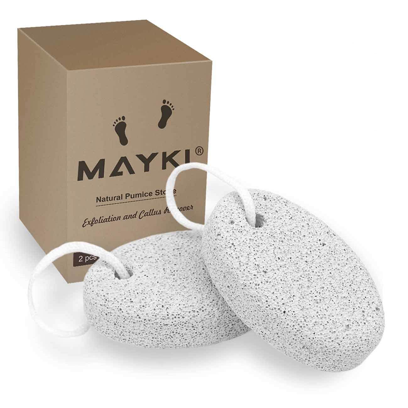 Pumice Stone 2Pcs, Natural Lava Pumice Stone for Feet/Hands/Body, White Calluse Remover/Foot Scrubber Stone for Dead/Hard Skin, Foot File for Men/Women by MAYKI
