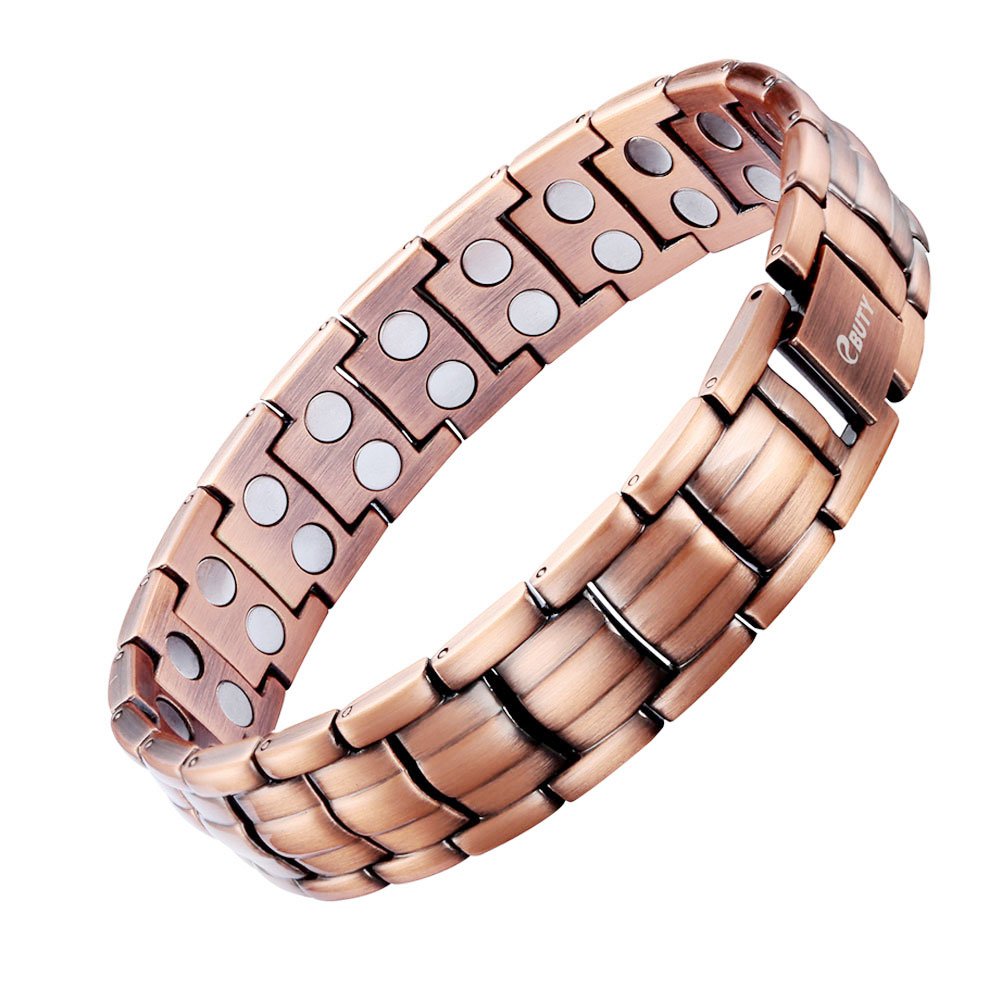 Mens Pure Copper Bracelet with Jewelry Box and Free Link Removal Tool
