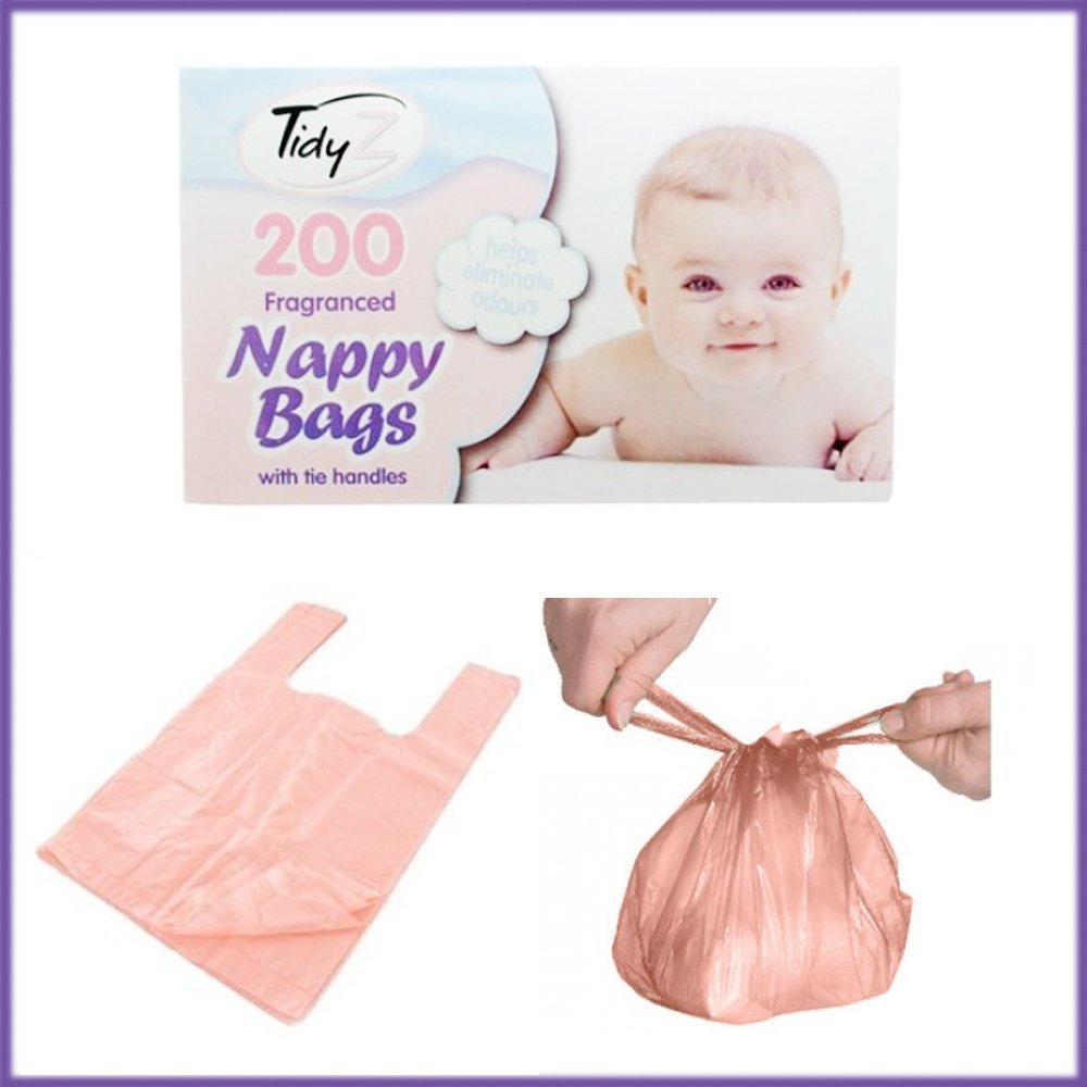 Box 200 Disposable Baby PERFUMED FRAGRANCED HYGENIC Nappy Bags Sacks TIE Handle