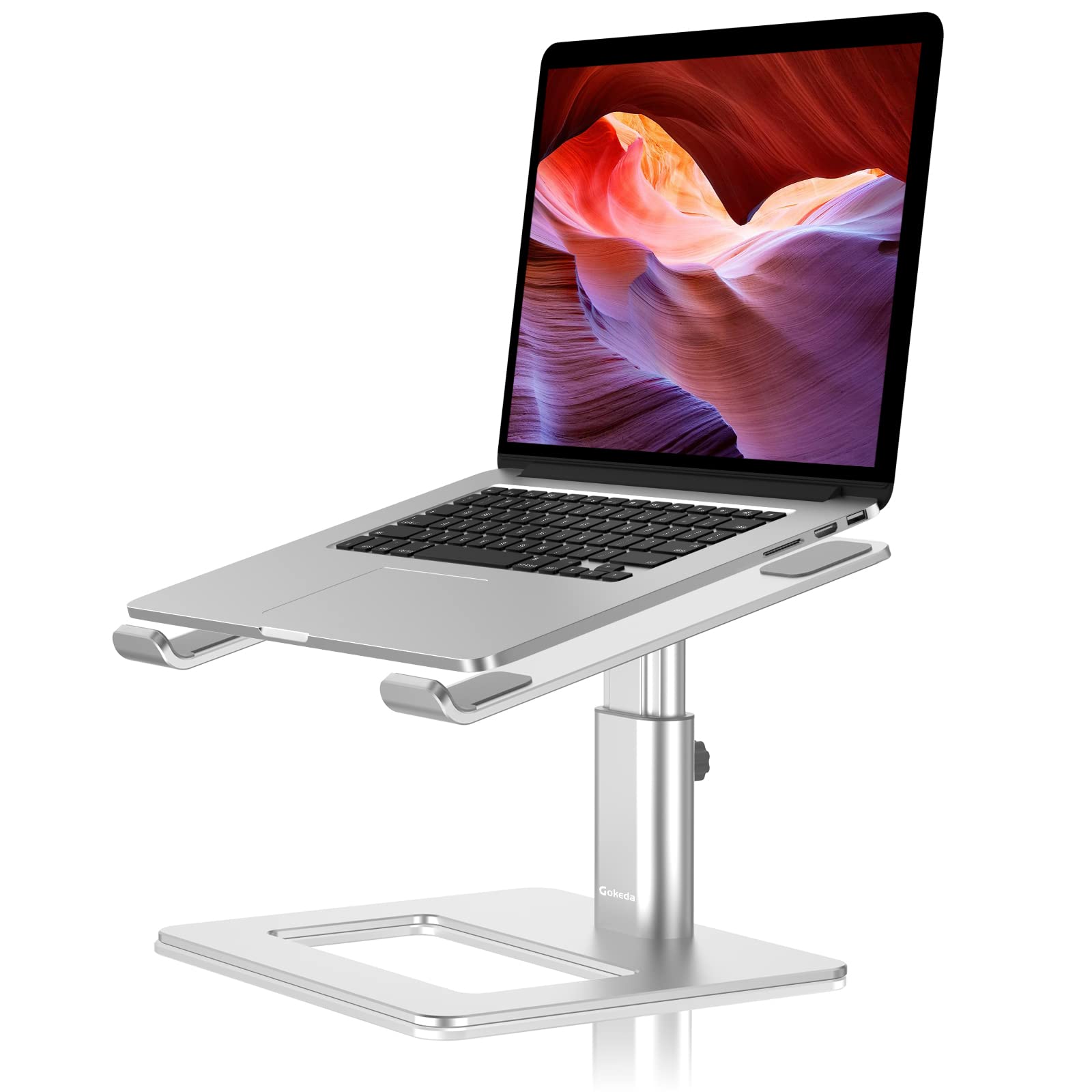 Gokeda Laptop Stand, Ergonomic Adjustable Computer Stand, Aluminium Alloy Height Holder Riser Compatible with MacBook Air Pro, Dell, HP, Lenovo Samsung (More 11-17" Laptops)