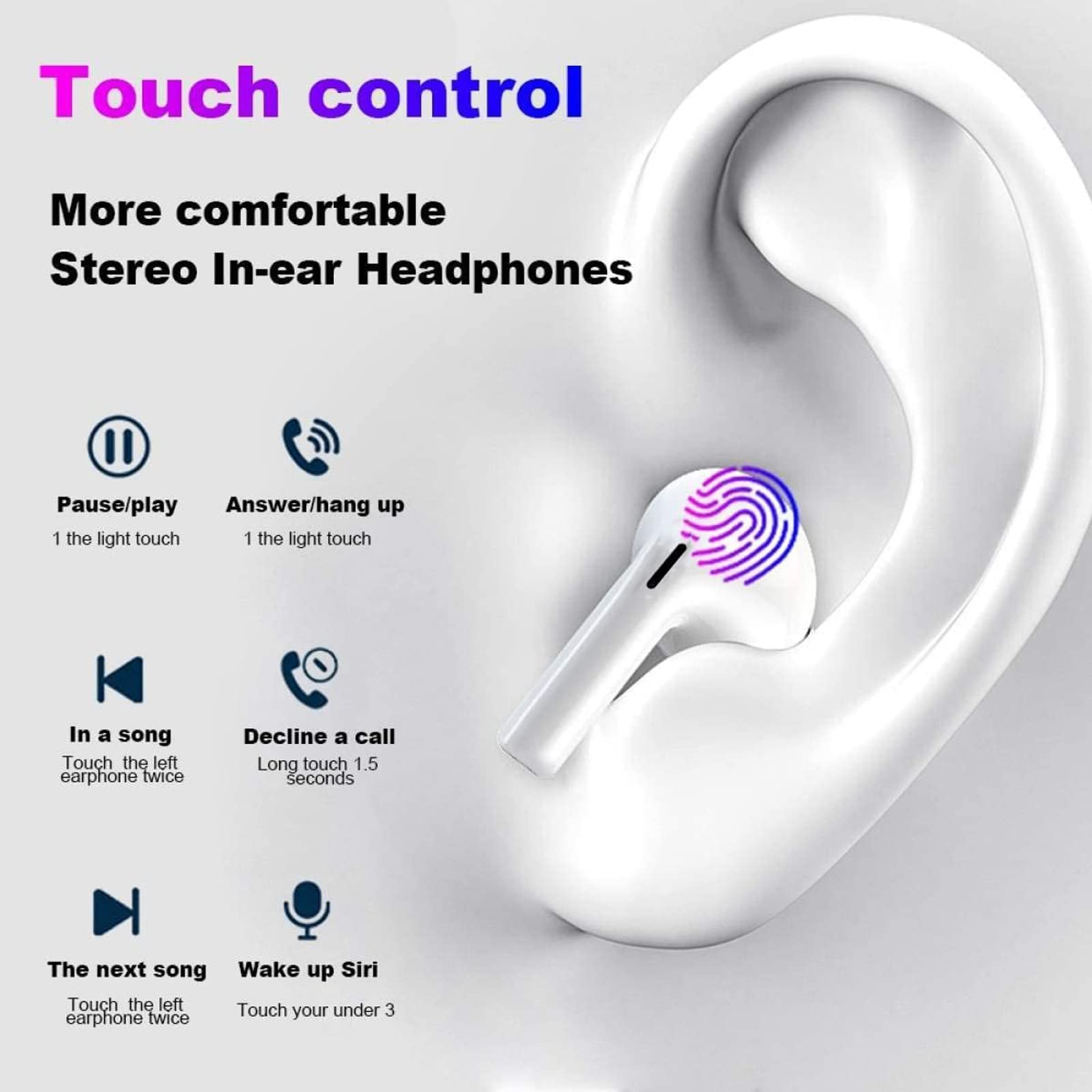 IPX7 Waterproof 5.1 Bluetooth Hi-Fi Stereo Sound Wireless Earphones With Mic, 30H Playtime Bluetooth Headphones With Fast Charging Case for Airp𝖔𝖉𝖘/iPhone