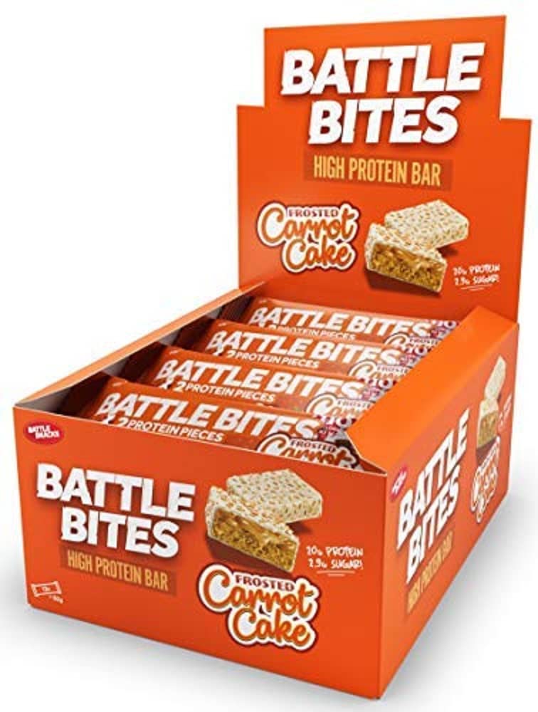 Battle Bites High Protein and Low Carb/Sugar Bars 12 x 62 g - Carrot Cake