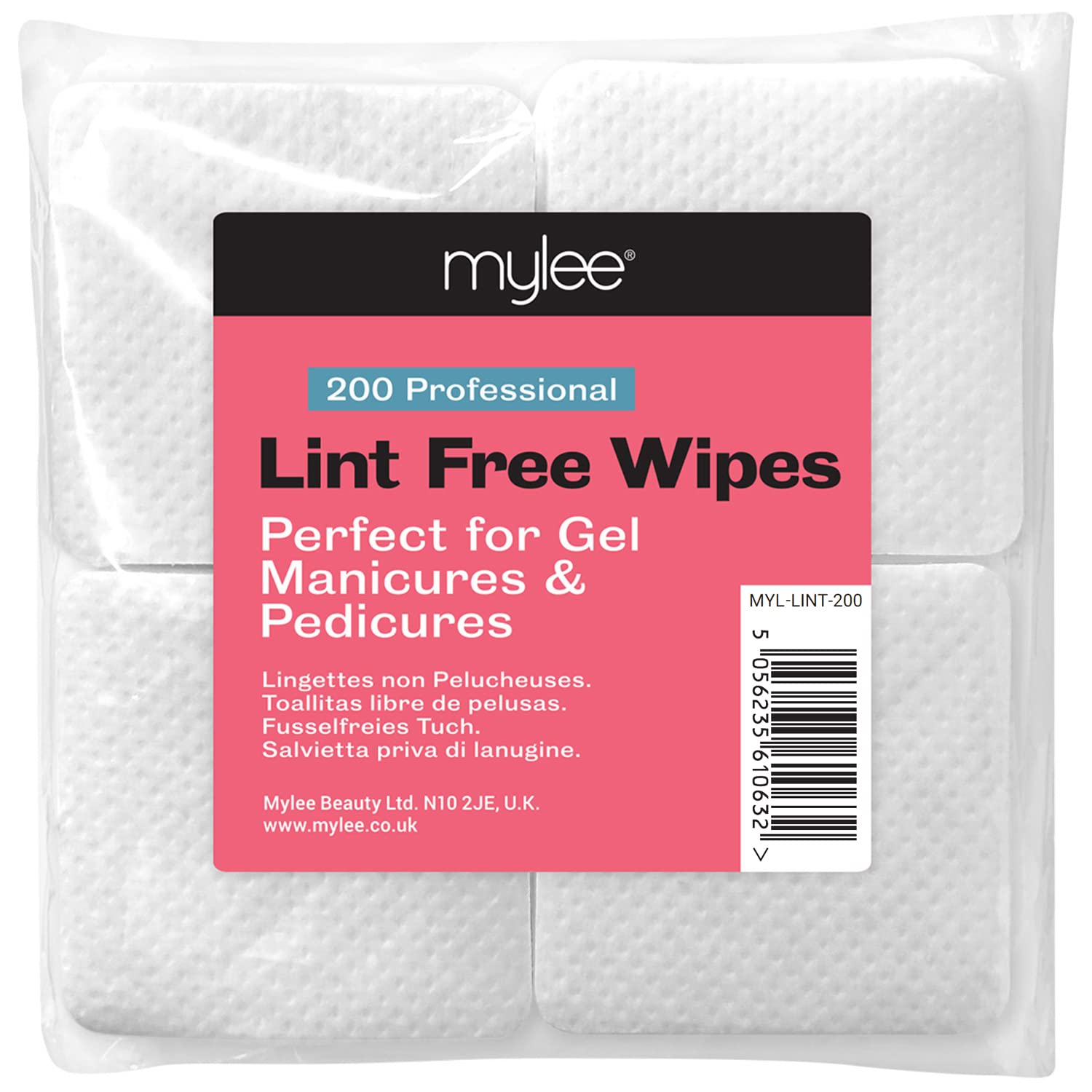 Mylee Lint-Free Nail Wipes 200pcs - Gel Removal Soft Pads for Manicure and Pedicure, Absorbent Remover Wipes, Prep, Clean & Finish Gel Nail Polish, Salon Essential for Professional & Home Use