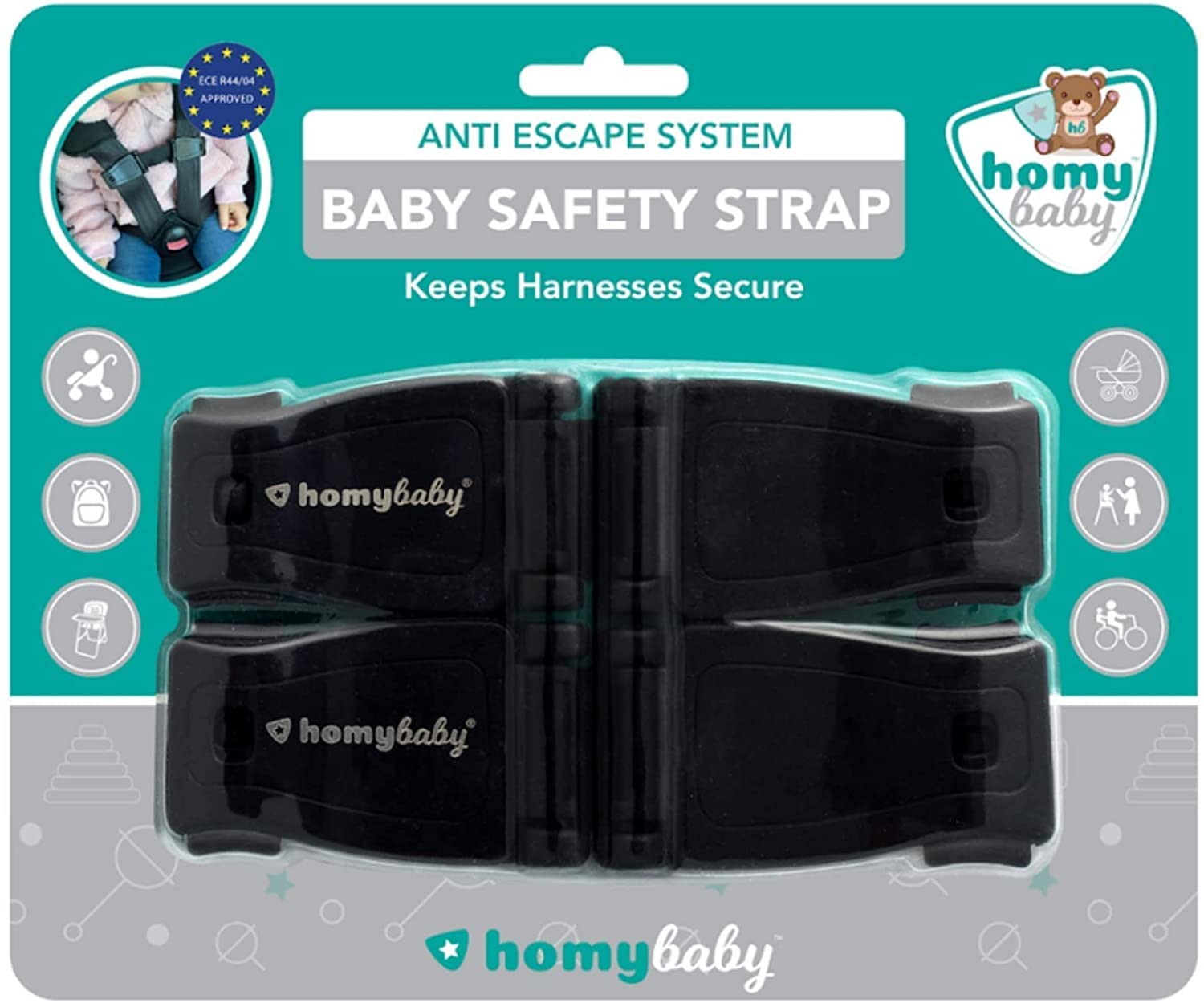 HOMYBABY® Car Seat Safety Clip | Anti Escape Car Seat Strap | Harness Chest Clip | Prevent Children Taking Their Arms Out of The Straps | Seat Belt Clip (2-pack)