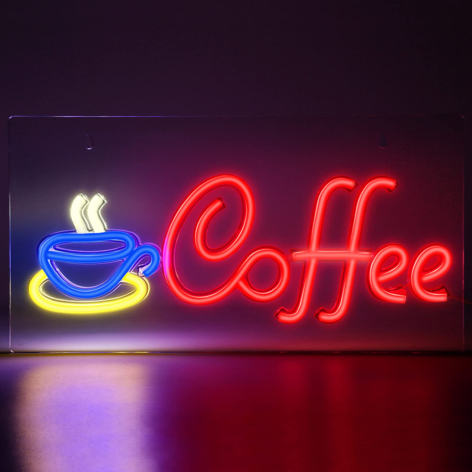 Fitnate Coffee bar Neon Signs Led Neon Sign Light Big Night Light for Room Decor Light Bar Pub Beach Shop Game Office Restaurant Concert Hall Wall Art Decoration Sign USB Operated (17”x 9”)