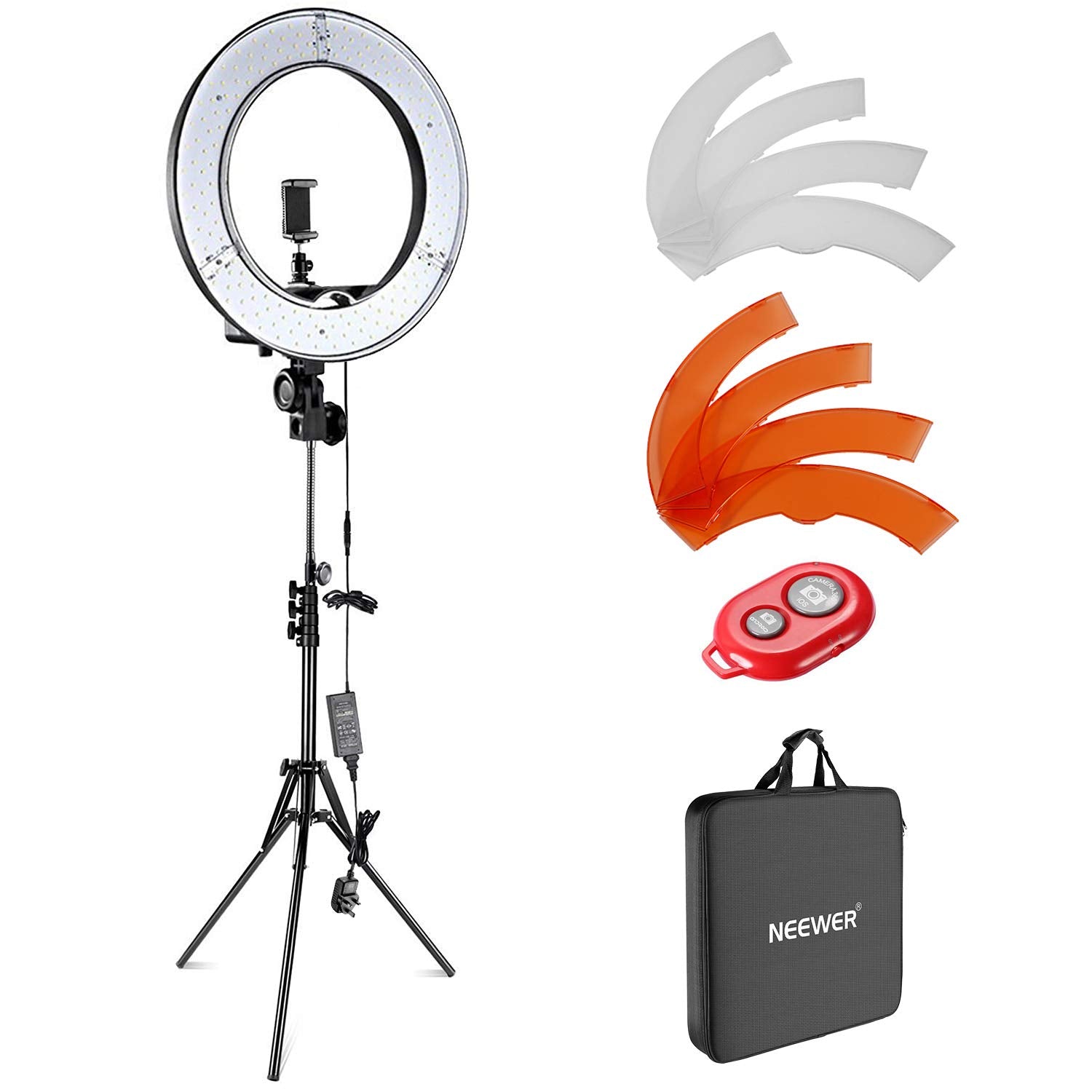 Neewer Camera Photo Video Lighting Kit: 48 centimeters Outer 55W 5500K Dimmable LED Ring Light Light Stand Bluetooth Receiver for Smartphone Youtube TikTok Self-Portrait Video Shooting