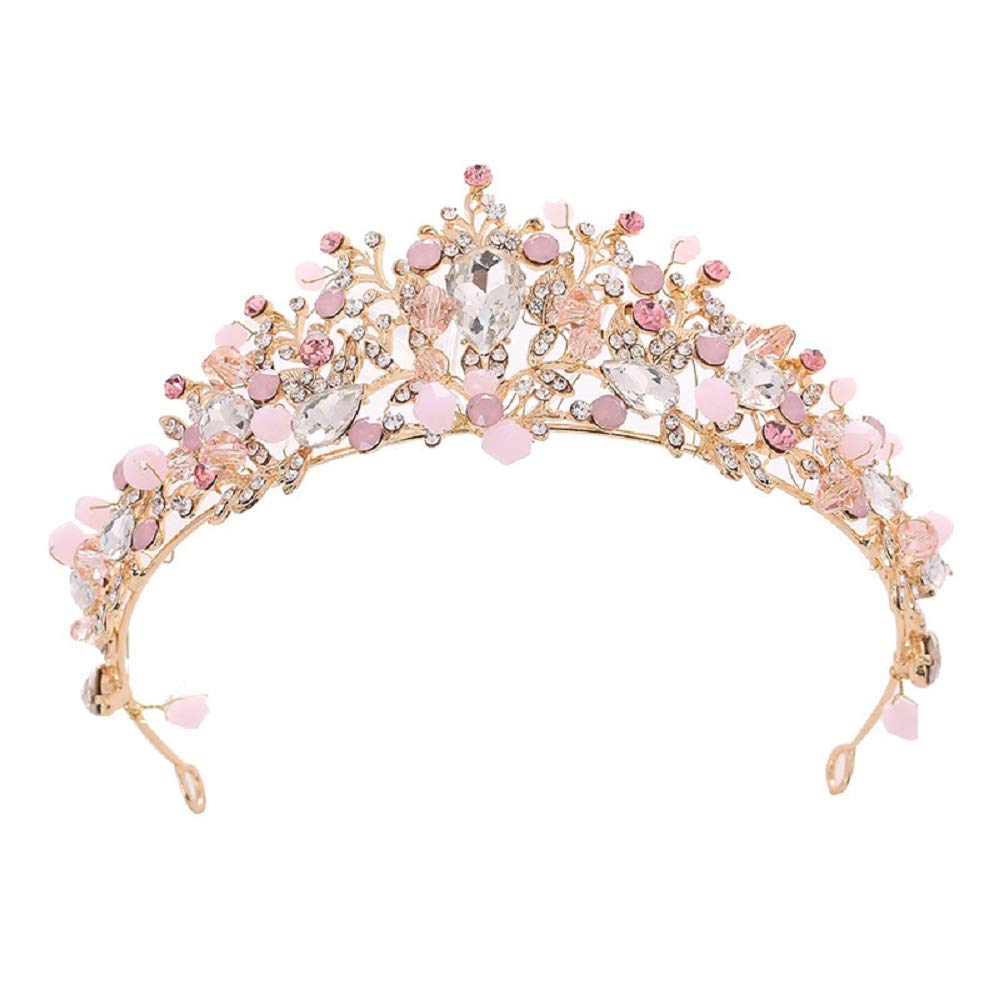HPMAISON Girls Crystal Tiara Princess Costume Crown Headband Bridal Wedding Handmade Hair Accessories Gift for 2-12 Years Festival Party Holiday Special Day