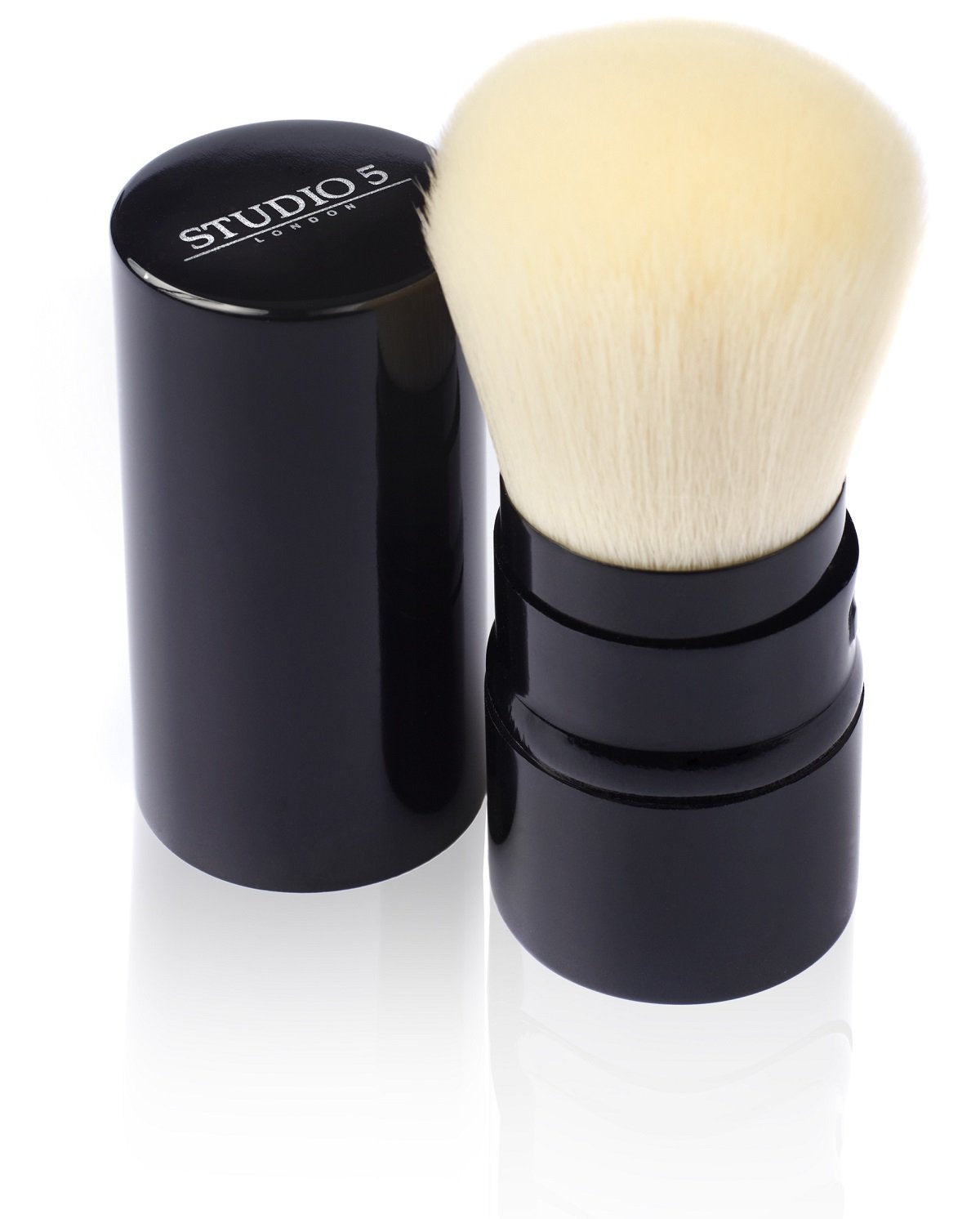 Retractable Kabuki Makeup Brush by Studio 5 Cosmetics – Apply Your Makeup on the Move. Apply Powders, Blush, Mineral Make up, Foundation. Closable - Perfect for Travel Bag or Case.