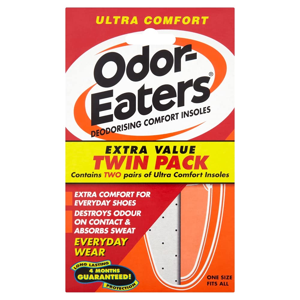 Odor-Eaters Ultra Comfort, Odour-Destroying, Deodorising Comfort Insoles, for Everyday Wear Twin Pack