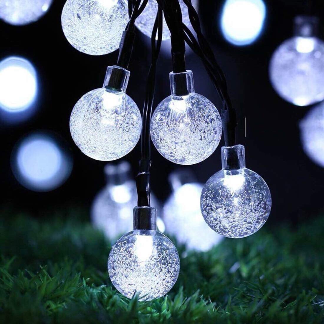 Solar String Lights Outdoor, 24Ft 50 LED Garden Solar Lights Waterproof Crystal Globe Outdoor/Indoor Fairy Lights Decorative Lighting for Home, Garden, Party, Christmas, Festival (Clear White)