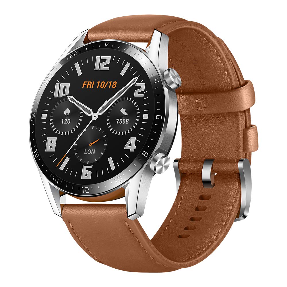 HUAWEI Watch GT 2 (46 mm) Smart Watch, 1.39 Inch AMOLED Display with 3D Glass Screen, 2 Weeks Battery Life, GPS, SpO2, 15 Sport Modes, 3D Glass Screen, Pebble Brown
