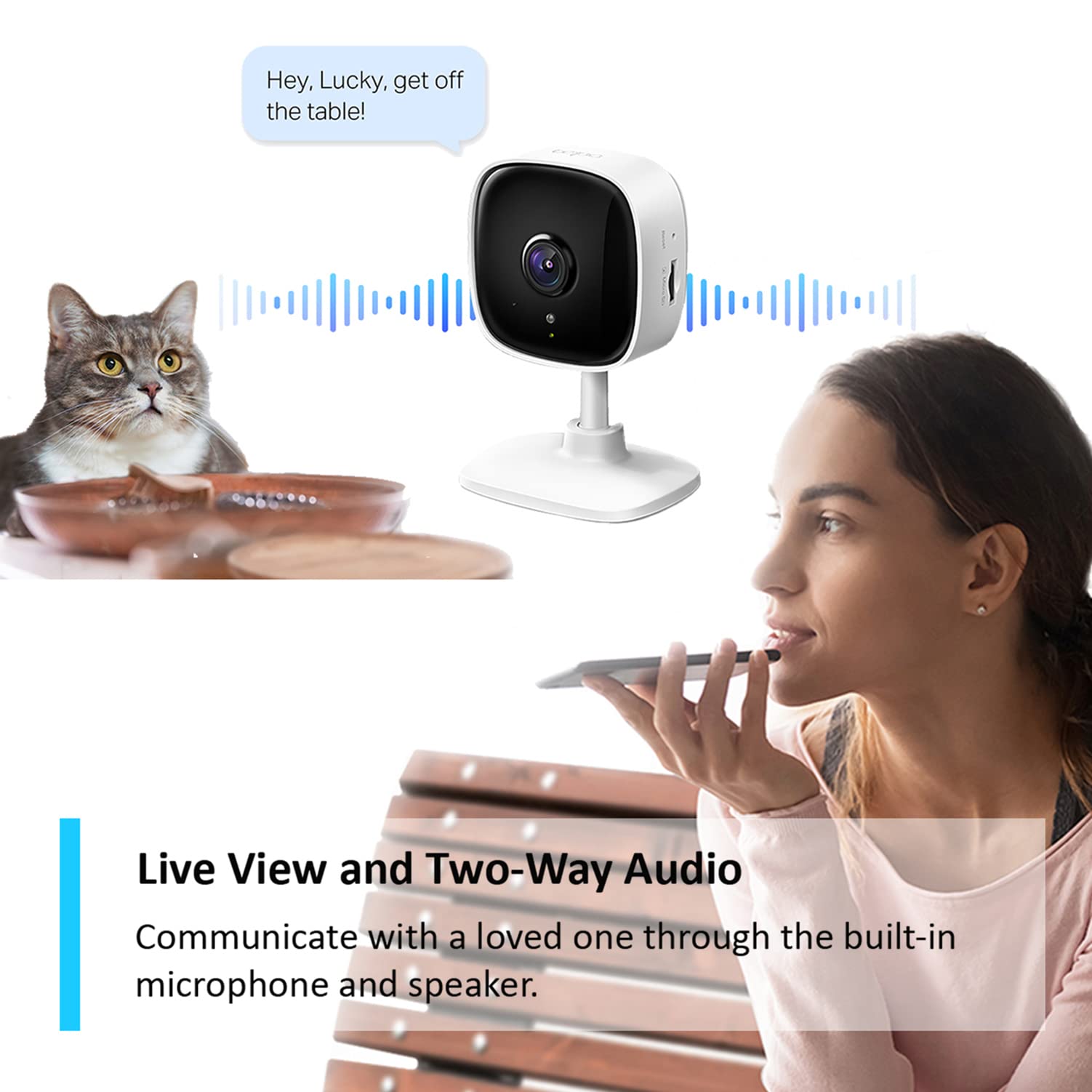 TP-Link Tapo Mini Smart Security Camera, Indoor CCTV, Works with Alexa&Google Home, No Hub Required, 3MP(2304 × 1296) High Definition, 2-Way Audio, Night Vision, SD Storage, Device Sharing(Tapo C110)