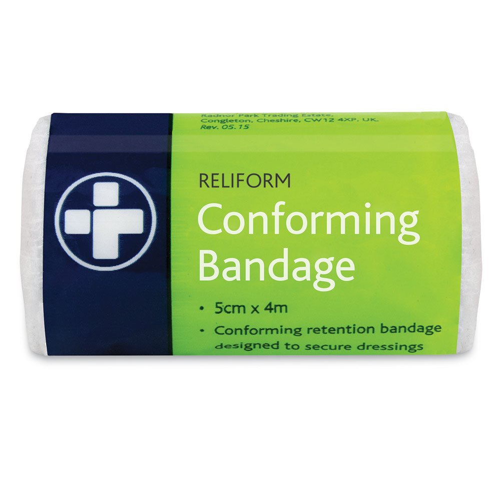 RELIANCE MEDICAL 5Cm x 4M White Reliform Conforming Bandage First Aid Bandages For Wounds - Pack of 10