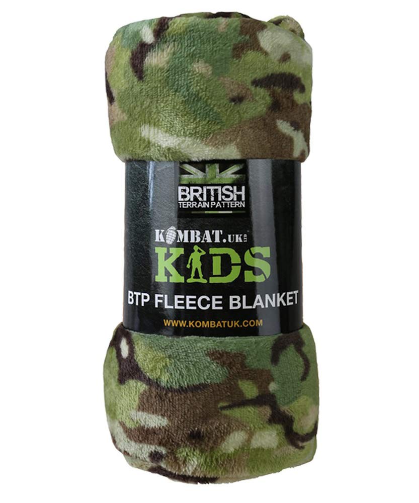 Kombat Kids Army Combat BTP Camo Blanket Soft Fleece Rug Boys Soldier Bedroom